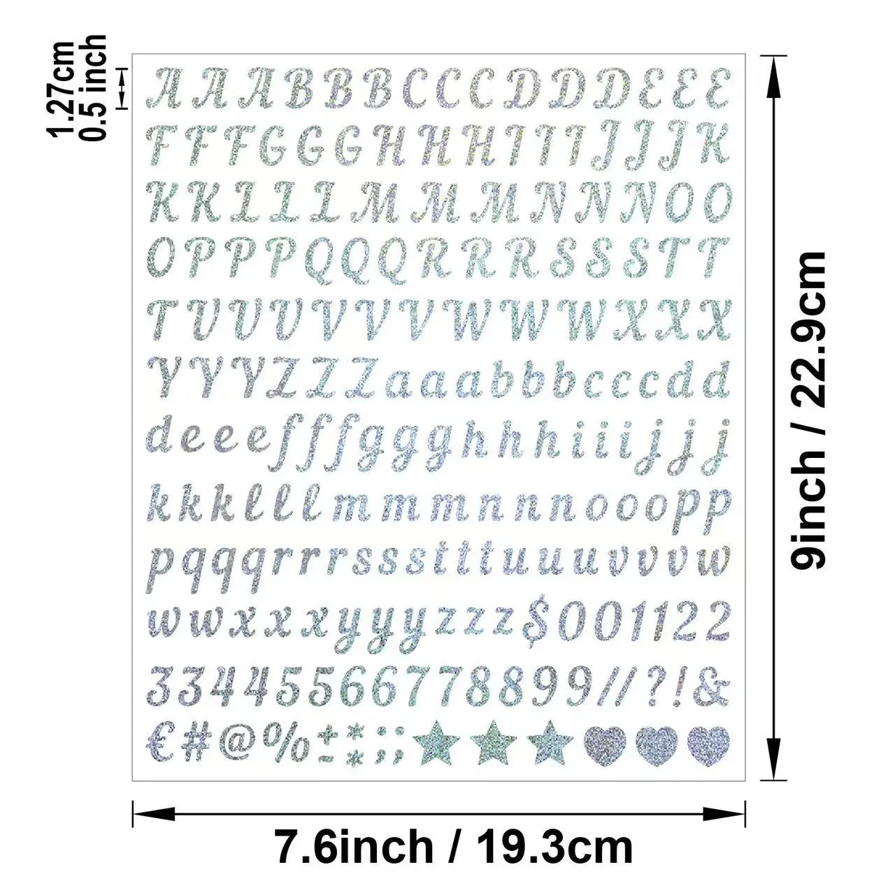 Adesivo decorativo in arenaria alfabetico e numerico