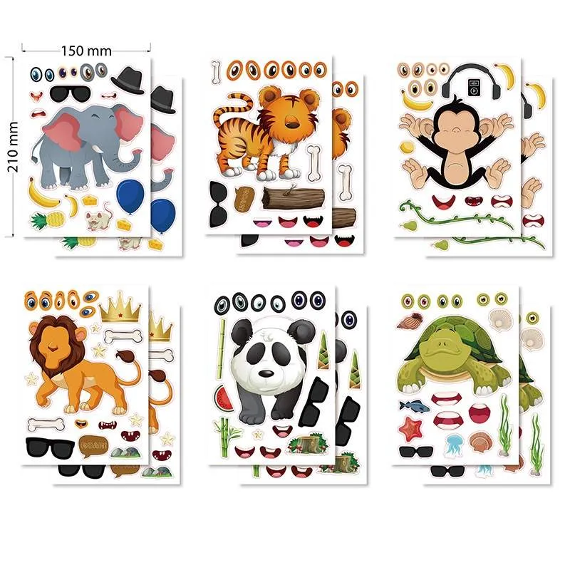 Adesivi puzzle animali dei cartoni animati